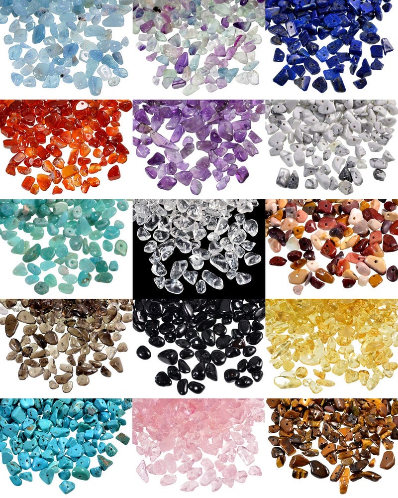 AD BEADS خرز طبيعي من رقائق AD 5-10 مم شكل حر غير منتظم مجموعة خرز من الأحجار الكريمة 34" أو 15 مجموعة صندوق رقائق مختلطة (مجموعة صندوق مختلط) - Image 4